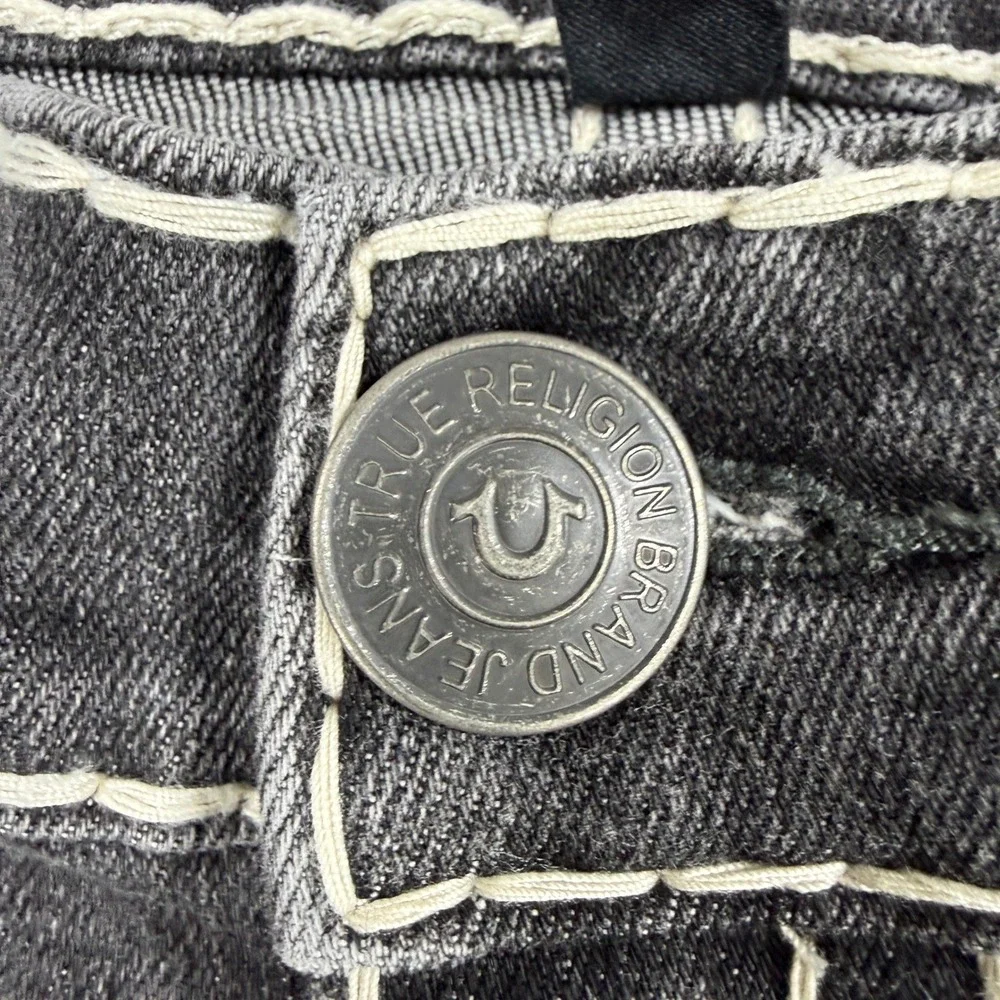 True Religion Ricky Jeans Men 31 Black Selvedge Super T Contrast Stitch Acid Y2K